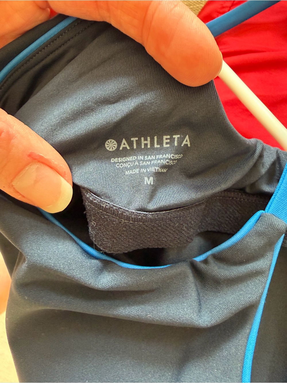 Athleta Navy Blue Shelf Bra Cami Tank Top Adjustable Straps Size M - Picture 4 of 6
